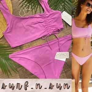 L*Space Violet Cinched Wilder Bralette Bikini Top | Camacho Full Bottom